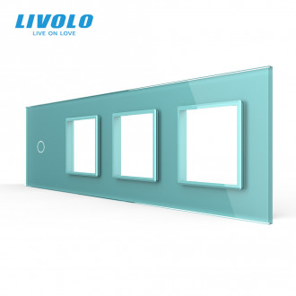 Сенсорная панель выключателя Livolo и трех розеток (1-0-0-0) зеленый стекло (VL-C7-C1/SR/SR/SR-18)