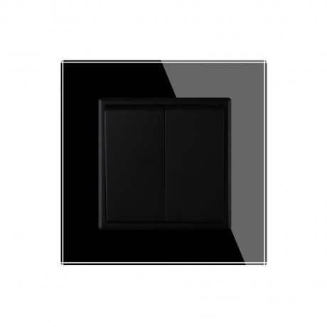 Двухклавишная кнопка Импульсный выключатель Livolo черный стекло (VL-C7K2H-12)