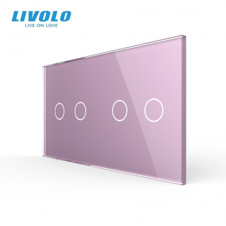 Сенсорная панель для выключателя 4 сенсора (2-2) Livolo розовый стекло (C7-C2/C2-17)
