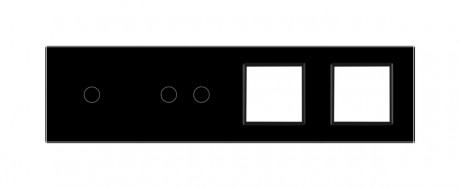 Сенсорная панель комбинированная для выключателя 3 сенсора 2 розетки (1-2-0-0) Livolo черный стекло