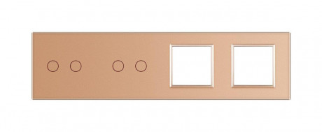 Сенсорная панель комбинированная для выключателя 4 сенсора 2 розетки (2-2-0-0) Livolo золото стекло