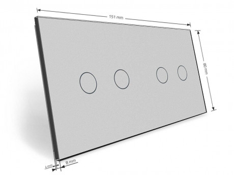 Сенсорная панель для выключателя 4 сенсора (2-2) Livolo серый стекло (C7-C2/C2-15)