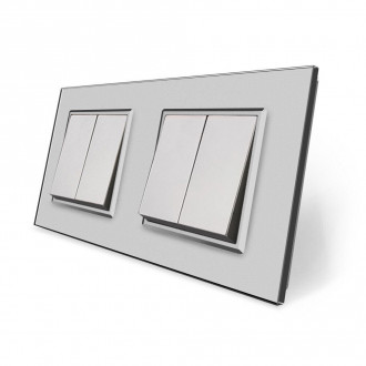 Комплект двухклавишных выключателей Livolo серый стекло (VL-C7K2K2-15)