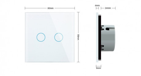 Сенсорная кнопка 2 сенсора Сухой контакт Livolo белый стекло (VL-C702IH-11)
