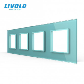 Рамка розетки 4 места Livolo зеленый стекло (C7-SR/SR/SR/SR-18)