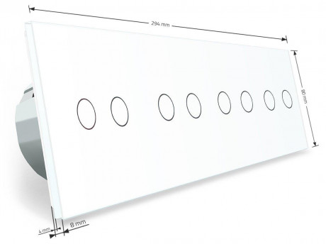 Сенсорный радиоуправляемый выключатель 8 каналов (2-2-2-2) Livolo белый стекло (VL-C708R-11)