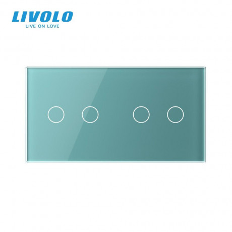Сенсорная панель для выключателя 4 сенсора (2-2) Livolo зеленый стекло (C7-C2/C2-18)