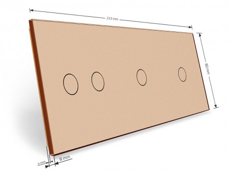 Сенсорная панель для выключателя 4 сенсора (1-1-2) Livolo золото стекло (C7-C1/C1/C2-13)