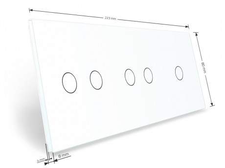 Сенсорная панель для выключателя 5 сенсоров (1-2-2) Livolo белый стекло (C7-C1/C2/C2-11)