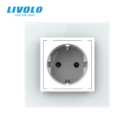 Розетка с самозажимными клеммами Livolo белый стекло (VL-C7FCTC16A-2WPS01)