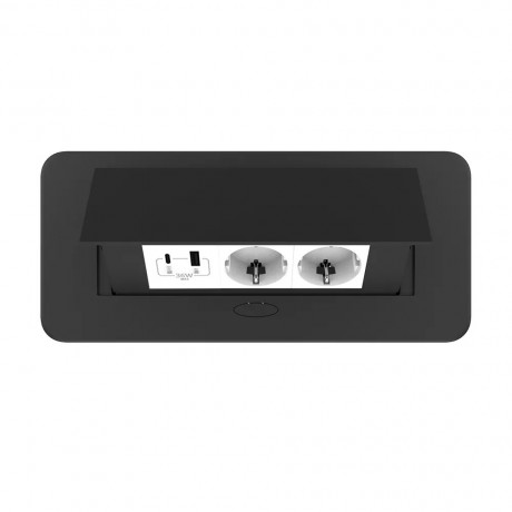 Розетка мебельная двойная с USB-A и USB-C Livolo белый в черном (VL-SHS013-FCTC-FCUA.UCWP-B)