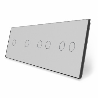 Сенсорная панель выключателя 6 сенсоров (1-1-2-2) Livolo серый стекло (VL-P701/01/02/02-8I)