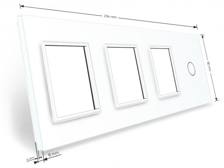 Сенсорная панель комбинированная для выключателя 1 сенсор 3 розетки (1-0-0-0) Livolo белый стекло