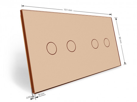 Сенсорная панель для выключателя 4 сенсора (2-2) Livolo золото стекло (C7-C2/C2-13)