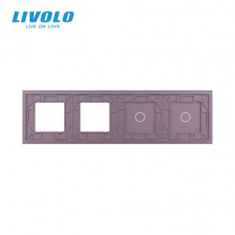 Сенсорная панель выключателя Livolo 2 канала и две розетки (1-1-0-0) розовый стекло (VL-C7-C1/C1/SR/SR-17)