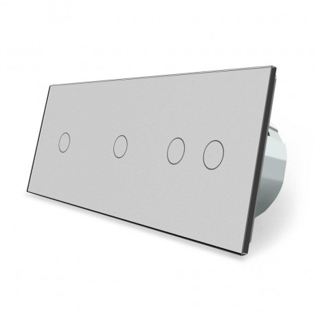 Сенсорный выключатель 4 сенсора (1-1-2) Livolo серый стекло (VL-C701/C701/C702-15)
