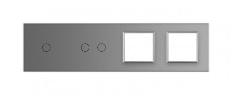 Сенсорная панель комбинированная для выключателя 3 сенсора 2 розетки (1-2-0-0) Livolo серый стекло