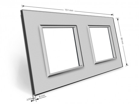 Рамка розетки 2 места Livolo серый стекло (VL-P7E/E-4I)