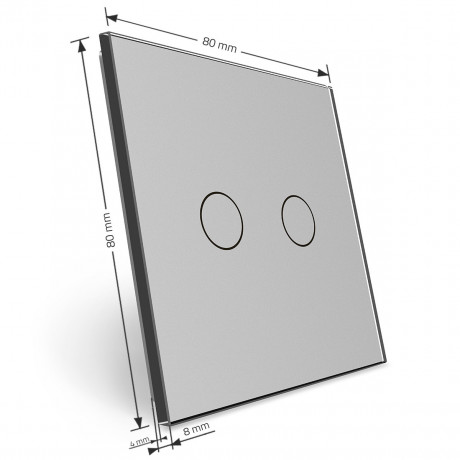 Сенсорная панель для выключателя 2 сенсора (2) Livolo серый стекло (VL-P702-2I)