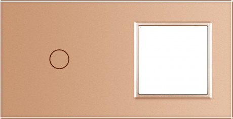 Сенсорная панель комбинированная для выключателя 1 сенсор 1 розетка (1-0) Livolo золото стекло (VL-P701/E-4A)
