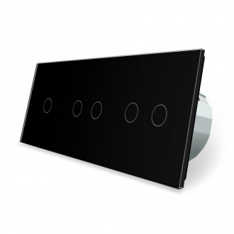 Сенсорный выключатель 5 сенсоров (1-2-2) Livolo черный стекло (VL-C701/C702/C702-12)