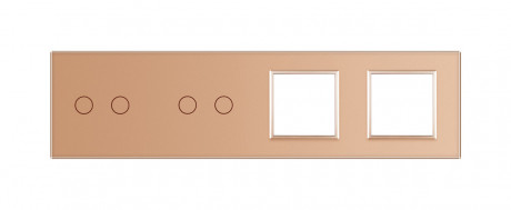 Сенсорная панель комбинированная для выключателя 4 сенсора 2 розетки (2-2-0-0) Livolo золото стекло