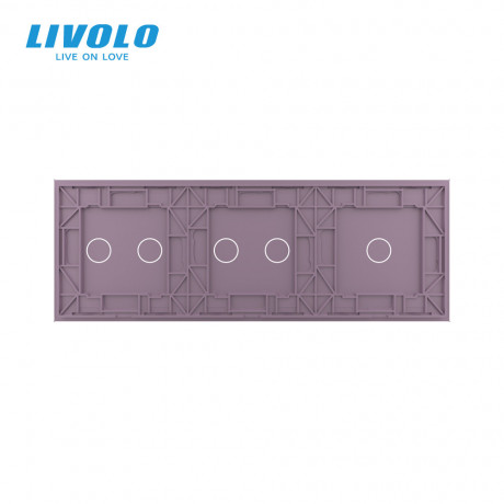 Сенсорная панель выключателя Livolo 5 каналов (1-2-2) розовый стекло (VL-C7-C1/C2/C2-17)