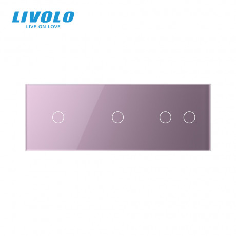 Сенсорная панель выключателя Livolo 4 канала (1-1-2) розовый стекло (VL-C7-C1/C1/C2-17)