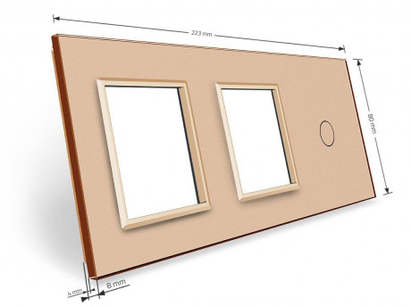 Сенсорная панель комбинированная для выключателя 1 сенсор 2 розетки (1-0-0) Livolo золото стекло