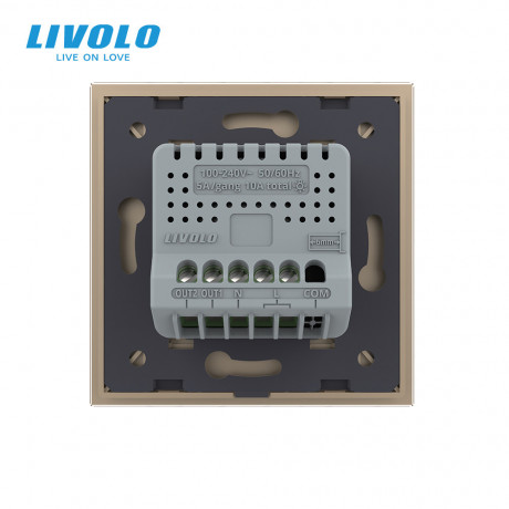 Умный сенсорный Wi-Fi выключатель 2 сенсора Livolo золотой стекло (VL-C7FC2NY-2GAP)