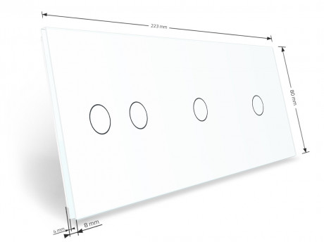 Сенсорная панель для выключателя 4 сенсора (1-1-2) Livolo белый стекло (C7-C1/C1/C2-11)