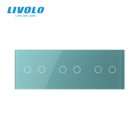 Сенсорная панель выключателя Livolo 6 каналов (2-2-2) зеленый стекло (VL-C7-C2/C2/C2/-18)
