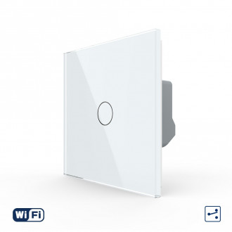 Умный сенсорный Wi-Fi проходной выключатель 1 сенсор Livolo белый стекло (VL-C7FC1SNY-2G-WP)
