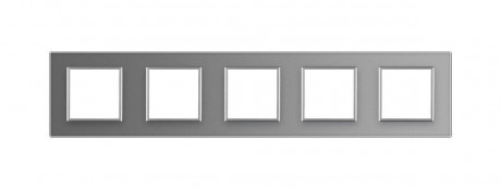 Рамка розетки 5 мест Livolo серый стекло (C7-SR/SR/SR/SR/SR-15)