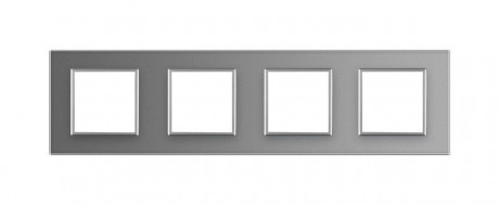 Рамка розетки 4 места Livolo серый стекло (C7-SR/SR/SR/SR-15)