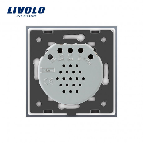 Бесшумный сенсорный проходной выключатель 1 сенсор Livolo белый стекло (VL-C701SQ-11)