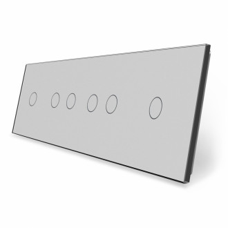 Сенсорная панель выключателя 6 сенсоров (1-2-2-1) Livolo серый стекло (VL-P701/02/02/01-8I)