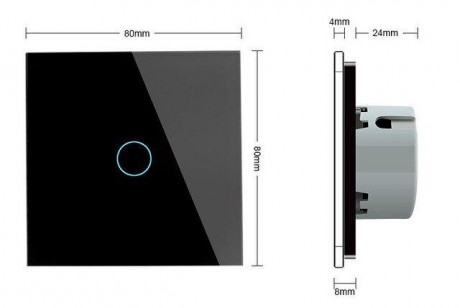 Сенсорный выключатель 1 сенсор Сухой контакт Livolo черный стекло (VL-C701I-12)
