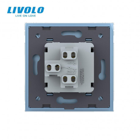 Одноклавишный проходной выключатель Livolo голубой стекло (VL-C7K1S-19)