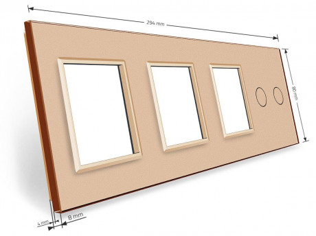 Сенсорная панель комбинированная для выключателя 2 сенсор 3 розетки (2-0-0-0) Livolo золото стекло