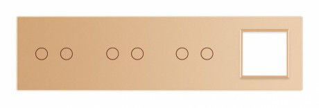 Сенсорная панель выключателя 6 сенсоров и розетку (2-2-2-0) Livolo золото стекло (VL-P702/02/02/E-8A)