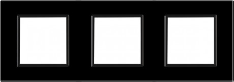 Рамка розетки 3 места Livolo черный стекло (C7-SR/SR/SR-12)
