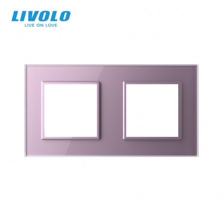Рамка розетки 2 места Livolo розовый стекло (C7-SR/SR-17)