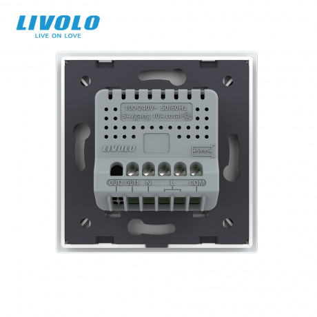 Умный сенсорный Wi-Fi проходной выключатель 1 сенсор Livolo белый стекло (VL-C7FC1SNY-2G-WP)