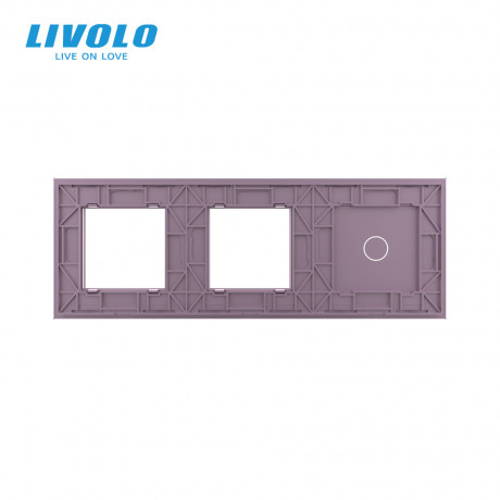 Сенсорная панель выключателя Livolo и двух розеток (1-0-0) розовый стекло (VL-C7-C1/SR/SR-17)