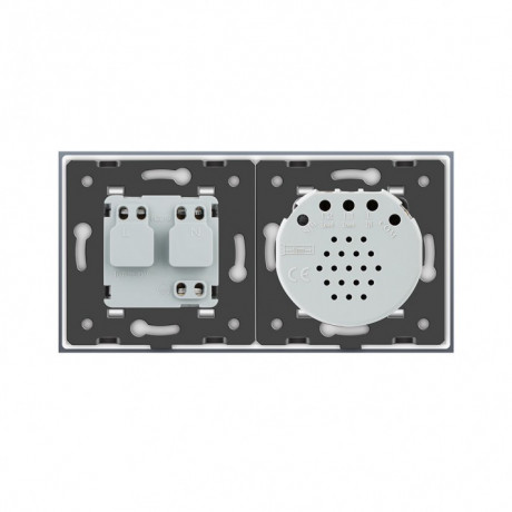 Бесконтактный выключатель с розеткой Livolo белый стекло (VL-C701/C7C1EU-PRO-11)