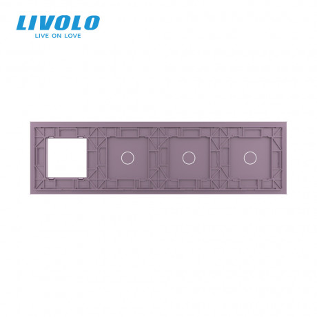 Сенсорная панель выключателя Livolo 3 канала и розетку (1-1-1-0) розовый стекло (VL-C7-C1/C1/C1/SR-17)