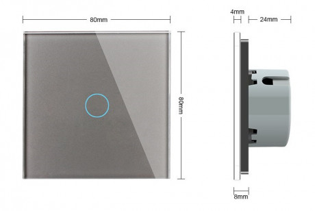 Бесконтактный выключатель 1 сенсор Livolo серый стекло (VL-C701-PRO-15)