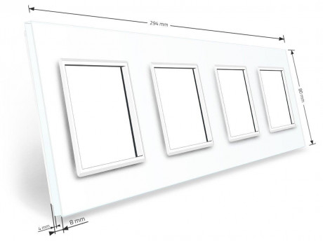 Рамка розетки 4 места Livolo белый стекло (C7-SR/SR/SR/SR-11)