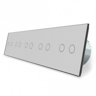Сенсорный выключатель 10 сенсоров (2-2-2-2-2) Livolo серый стекло (VL-C710-15)